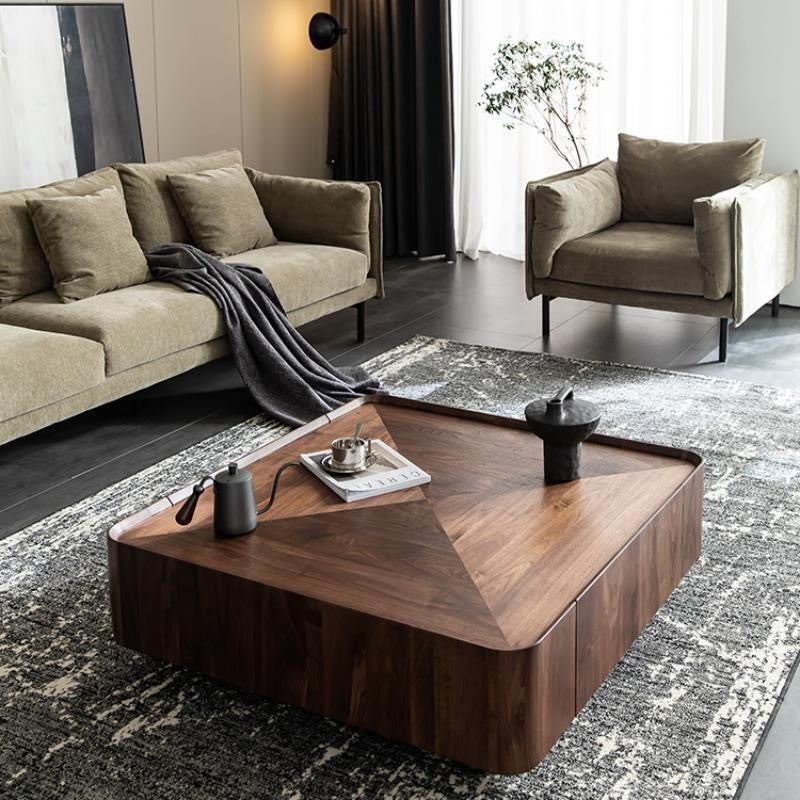 Table basse AUREA en bois avec tiroirs de rangement