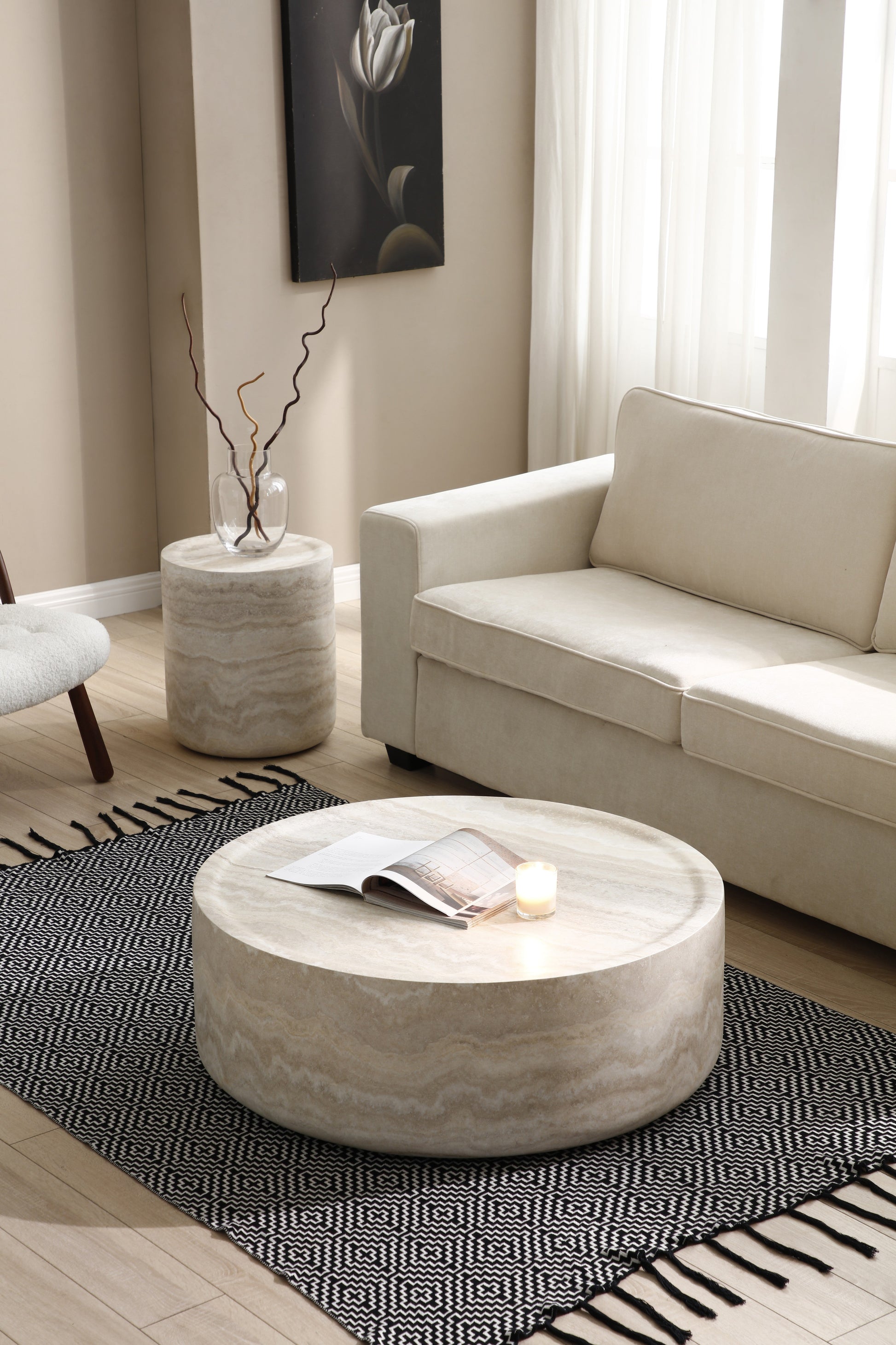 Table basse ELARA beige naturel salon