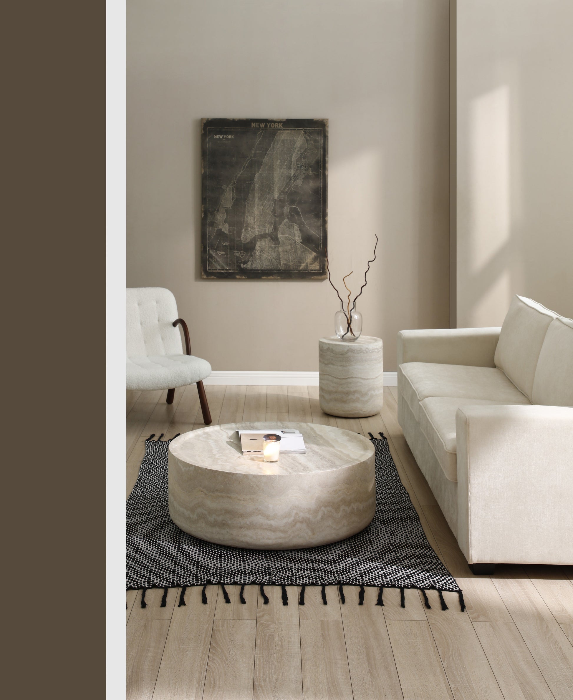 Table basse ELARA beige naturel plateau