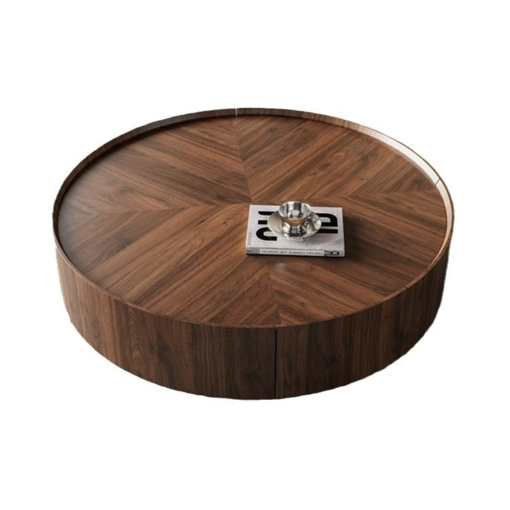 Table basse NOELIA circulaire en bois avec rangement